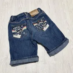 エンジェルブルー　刺繍　デニムパンツ　ハーフパンツ　135cm