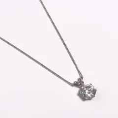 149N【高品質・上品】1粒石ネックレス 5mm キラキラ 高級感 シルバー 
