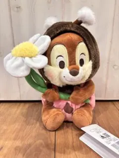 ディズニーストア　チップ ぬいぐるみ 花付き