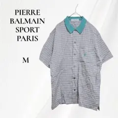 ◇PIERRE BALMAIN SPORT 半袖シャツ チェック リネン Mのサムネイル