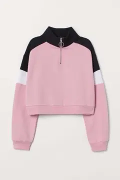 H&M　DIVIDED　ハーフジップ　スウェット ピンクトレーナー　スウェット