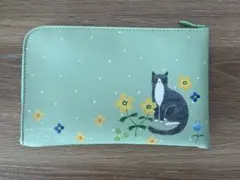 【新品未使用】studio CLIP×布川愛子 猫柄 L字ポーチ ミントグリーンのサムネイル