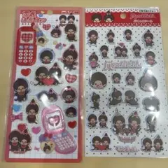 正規品　モンチッチ　平成はっぴーフォン　ぷくっとシール　2枚セット