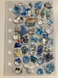 ㊲【ブルー系】立体シール おすそ分け シール交換 シール帳 まとめ割 完成品