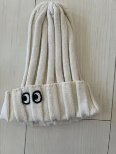 ニット帽 M48〜54cm 目の刺繍付き アイボリー　バースデイのサムネイル