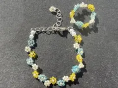 ハンドメイド ビーズ ブレスレット リング セット 034