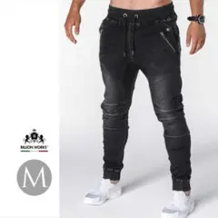 ジョガーパンツ ブラックデニム メンズ デニム スウェットパンツ デニムパンツ