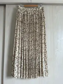 花柄　プリーツ　ロングスカート　総柄　ウエストゴム