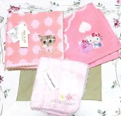 ピンクのタオルハンカチ　3枚セット