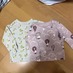 90cm バナナ柄 気球柄 うさぎ柄 長袖Tシャツ2枚セット