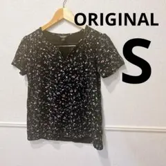 ORIGINAL ブラック花柄 半袖 Tシャツ S/P