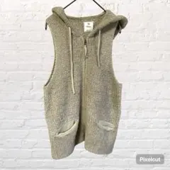 11345 メルローズ ニットベスト フルジップパーカー ノースリーブ フード