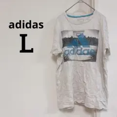 レア✨adidas 【L】 アディダス　Tシャツ　半袖　レディース　ライトグレー