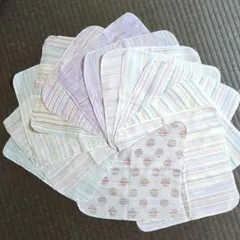 薄手綿タオル 13枚＋1枚　ストライプ・ドット　ドモホルンリンクル梱包ミニタオル