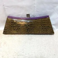 【美品】サマンサタバサ ビクトリアベッカムコラボ クロコダイル風クラッチバッグ