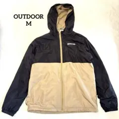 アウトドア　ブルゾン　中綿　裏起毛　ブランドロゴ　バイカラー　ベージュ　黒M