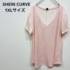 【美品】 SHEIN CURVE VネックTシャツ 1XLサイズ ボーダー