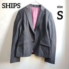 SHIPS　シップス　テーラードジャケット　ウール　ストライプ　グレー　Sのサムネイル
