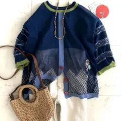 新品 オレボレブラ 25SS リネン混 ぶたさんアップリケ&ボタン シアーニットのサムネイル