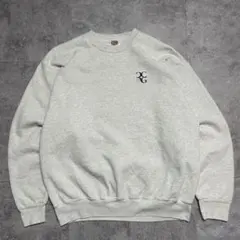 90s USA製 フルーツオブザルーム スウェット 刺繍 企業ロゴ グレー