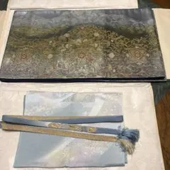 高級 袋帯 金糸 正絹 華紋 帯締め 帯揚げ 3点セット 美品のサムネイル