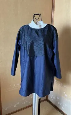 大島紬と金巾のチュニック