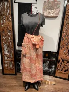 着物リメイク スカート 正絹 (共布小物セット)