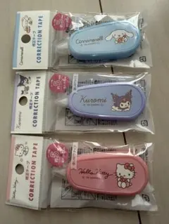 サンリオ　キティ/クロミ/シナモン　修正テープ　3個セット　新品未開封