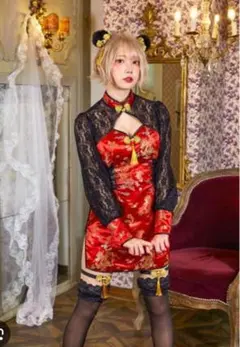 赤と黒のチャイナドレス Mサイズ