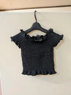 FOREVER 21 シャーリング 半袖カットソー ブラック Sのサムネイル