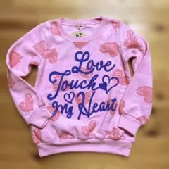 120 新品未使用　あったか裏起毛トレーナー ピンク　ハート柄　オルソブルー