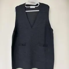 human woman Vネック ベスト M グレー