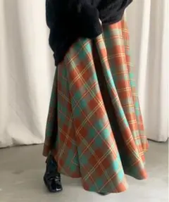 スカート EVELYN CHECK FLARE SKIRT レディース