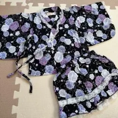 花柄甚平 黒紫 80cm
