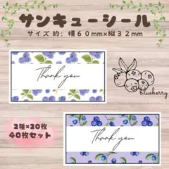 サンキューシール　ブルーベリー①②　ラッピング　2種×20枚 40枚セット