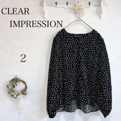 CLEAR IMPRESSION ブラウス　カットソー　水玉　長袖　ドット柄　黒のサムネイル
