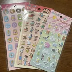 キャラクターシール　3個セット　プリンセス　クレヨンしんちゃん　ポケモン