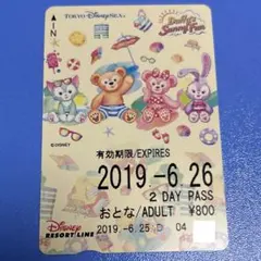 ディズニー リゾートライン フリーきっぷ 2019 ダッフィー 使用済みのサムネイル