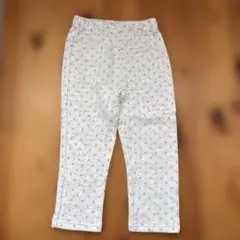しまむら　100サイズ　レギンス グレー ピンク ドット柄
