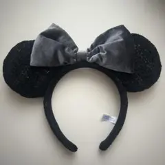 ディズニー ミニー カチューシャ ツイード 黒