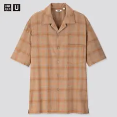 UNIQLO U リネンコットンチェックオープンカラーシャツ