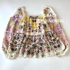 美品 エンブロイダリー刺繍入り花柄ブラウス長袖 インド製 レーヨンのサムネイル