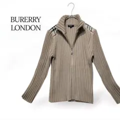 BURBERRY LONDON ジップアップ リブニット ベージュ羊毛100%のサムネイル