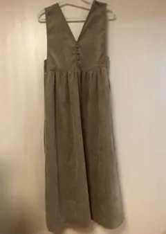 コーデュロイ Vネック ワンピース ベージュ