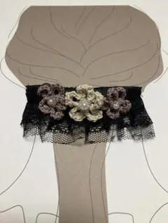 【ハンドメイド】レース花バレッタ