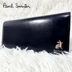 【極薄×ラビットロゴ✨】Paul Smith 長財布 本革 黒 マルチストライプ