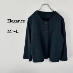Elegance ノーカラージャケット Mサイズ ダークグリーン 日本製c710
