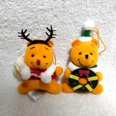 プーさん クリスマスぬいぐるみストラップ 2個セット
