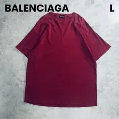 BALENCIAGA スモールロゴ オーバーサイズ Tシャツ バーガンディ Lのサムネイル