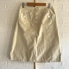 mando【38】台形スカート／コットンスカート✿日本製✿フロントボタン✿裏地付